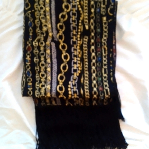 Accessories | Design Black And Gold Chain Scraf | Poshmark